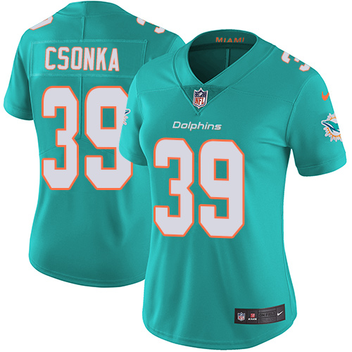 Nike Dolphins #39 Larry Csonka Aqua Green Team Color Women's Stitched NFL Vapor Untouchable Limited Jersey